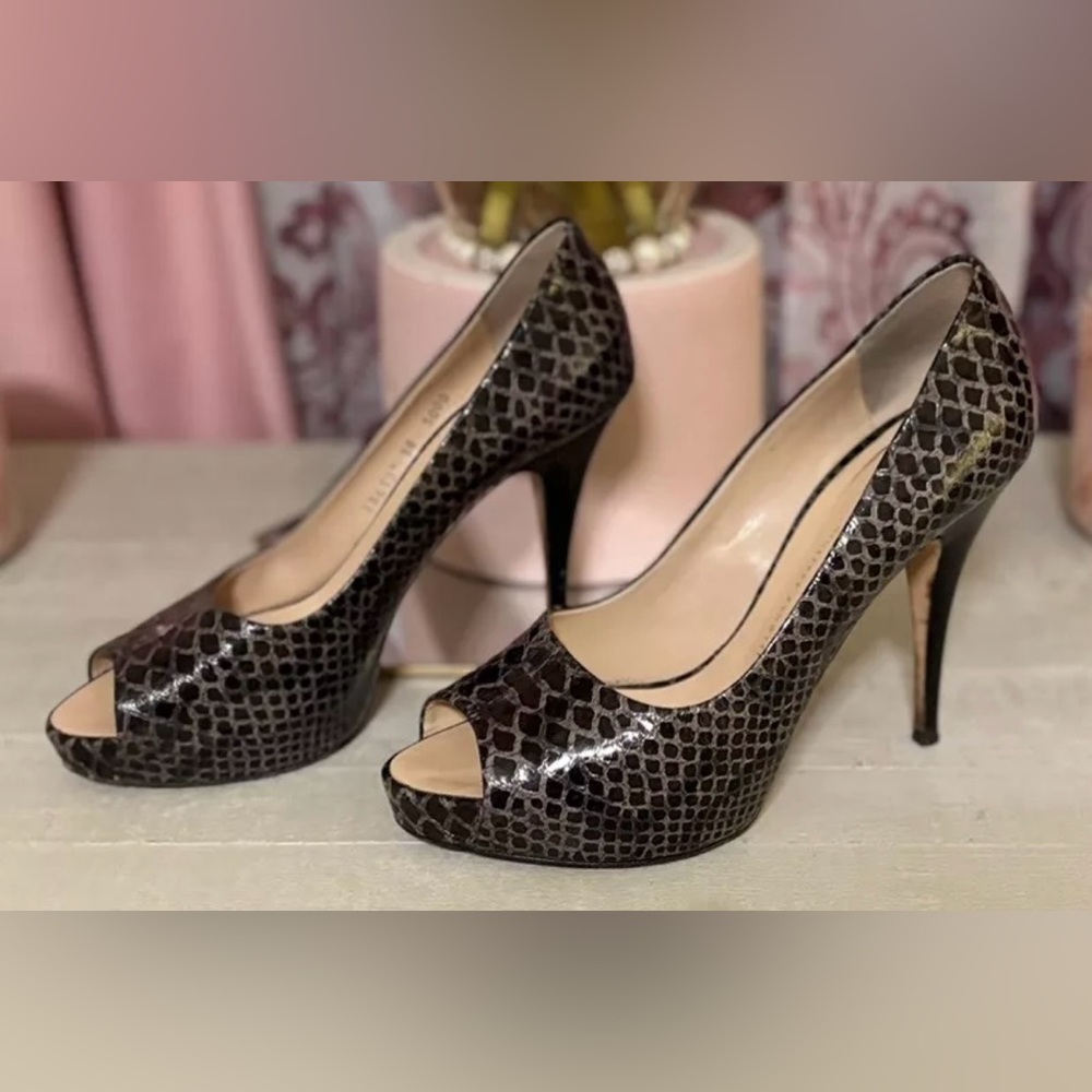 GIUSEPPE ZANOTTI Python Black And Grey Platform Stiletto Women’s Heels-US Size 8